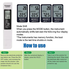 Portable Digital Water TDS, EC & Temperature Meter (3-in-1) – With ATC Function, 1ppm Resolution